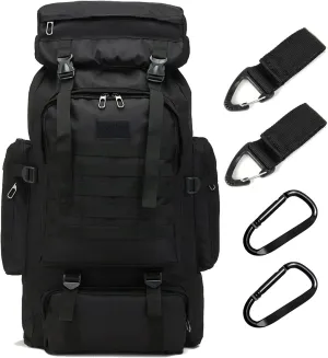 70L Hiking Backpack for Men, Waterproof Lightweight Camping Backpack, Military Rucksack with Molle, 3-Day Assault Pack for Travel, Climbing, Outdoor Sports(Black)