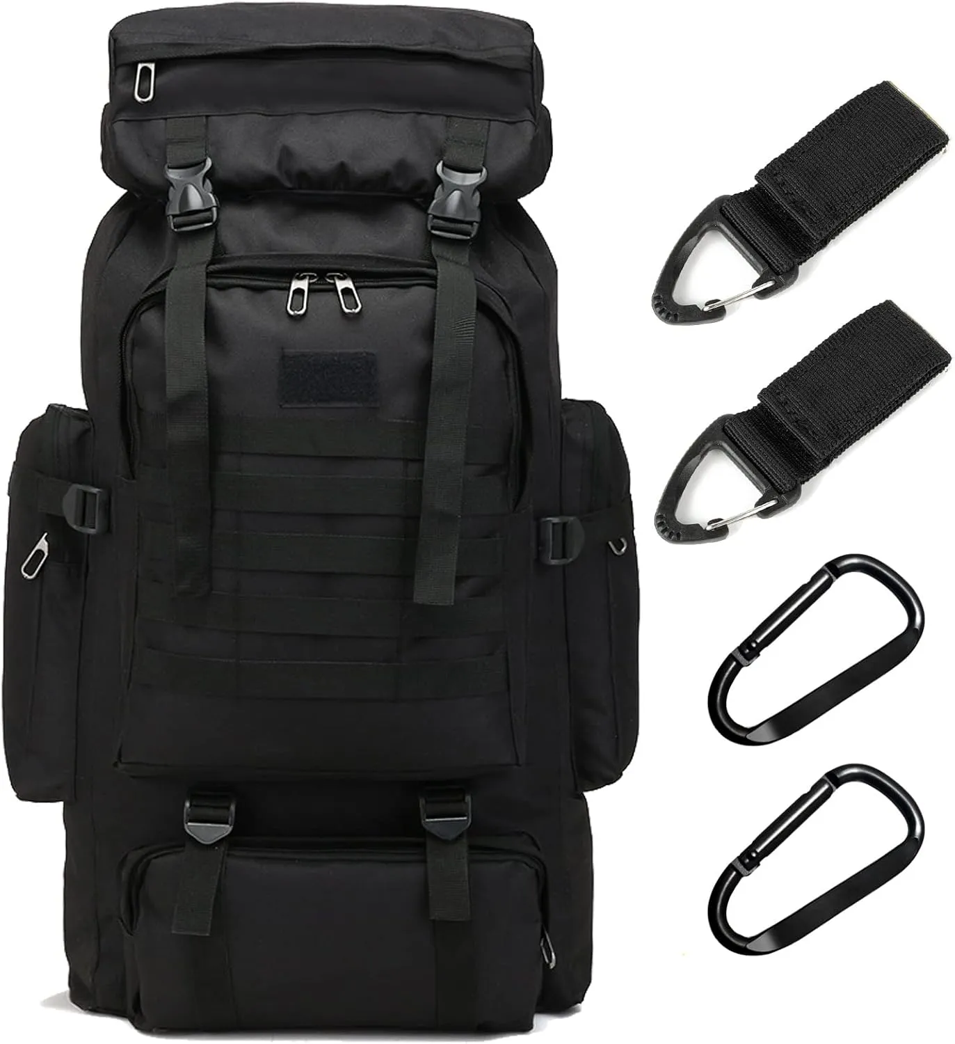 70L Hiking Backpack for Men, Waterproof Lightweight Camping Backpack, Military Rucksack with Molle, 3-Day Assault Pack for Travel, Climbing, Outdoor Sports(Black)