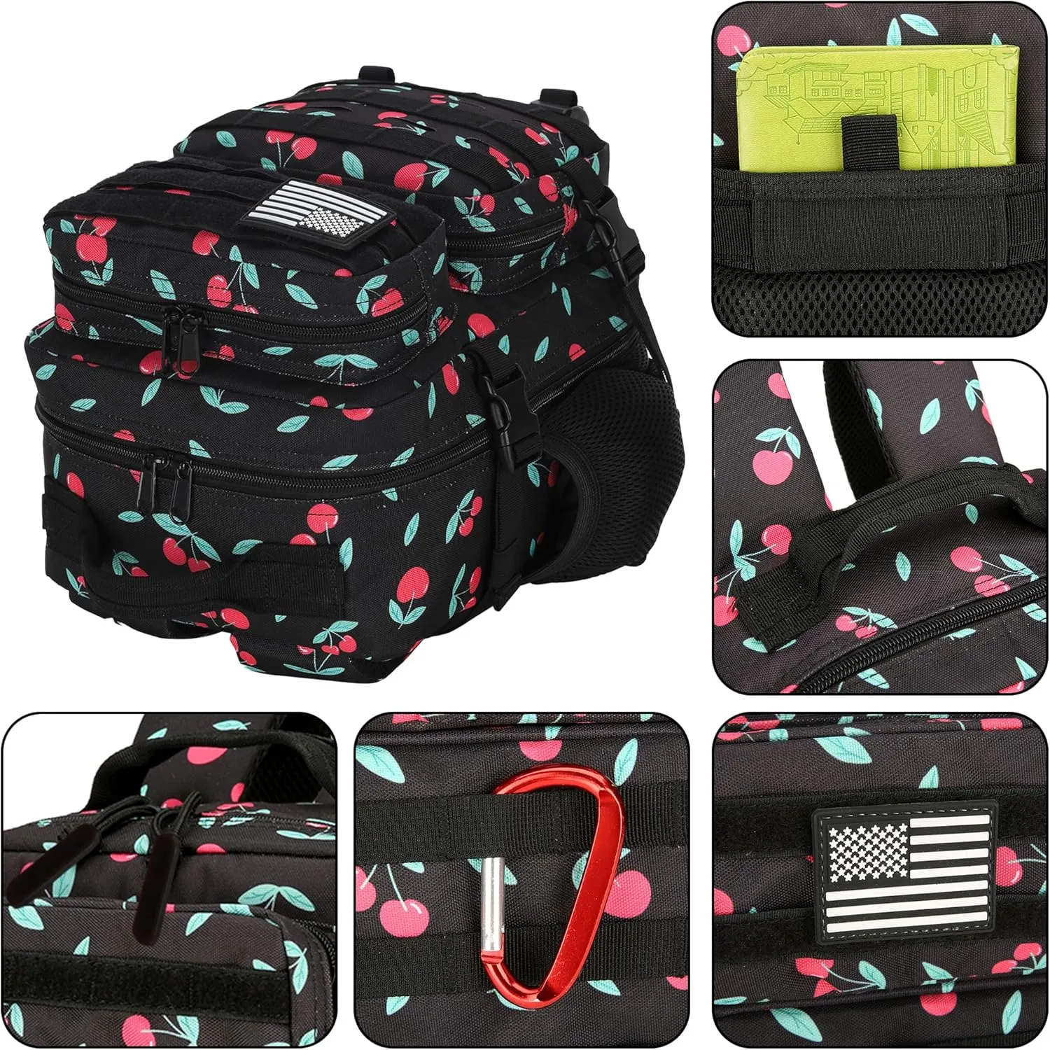 9L Mini Tactical Backpack for Men and Women, Tactical Backpack Small for Hiking, Small Tactical Bag (Cherry Black)