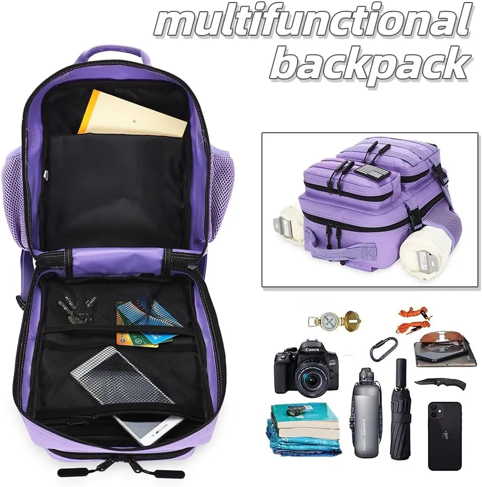 9L Mini Tactical Backpack for Men and Women, Tactical Backpack Small for Hiking, Small Tactical Bag（Light Purple）