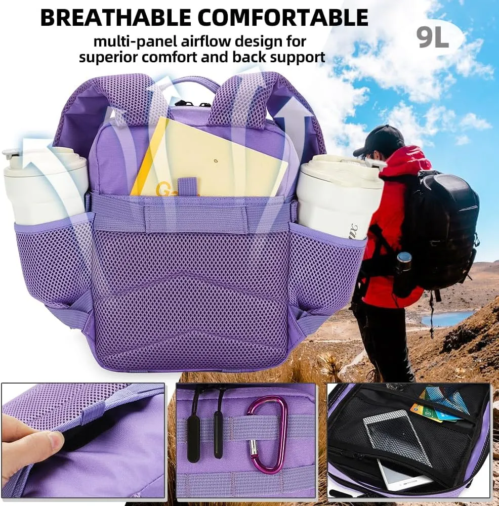 9L Mini Tactical Backpack for Men and Women, Tactical Backpack Small for Hiking, Small Tactical Bag（Light Purple）