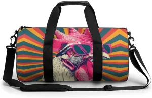 A Cool Chicken with Glasses Funny Gym Bag Travel Tote Bag Duffel Bag for Men Women Weekender Sports Vacation