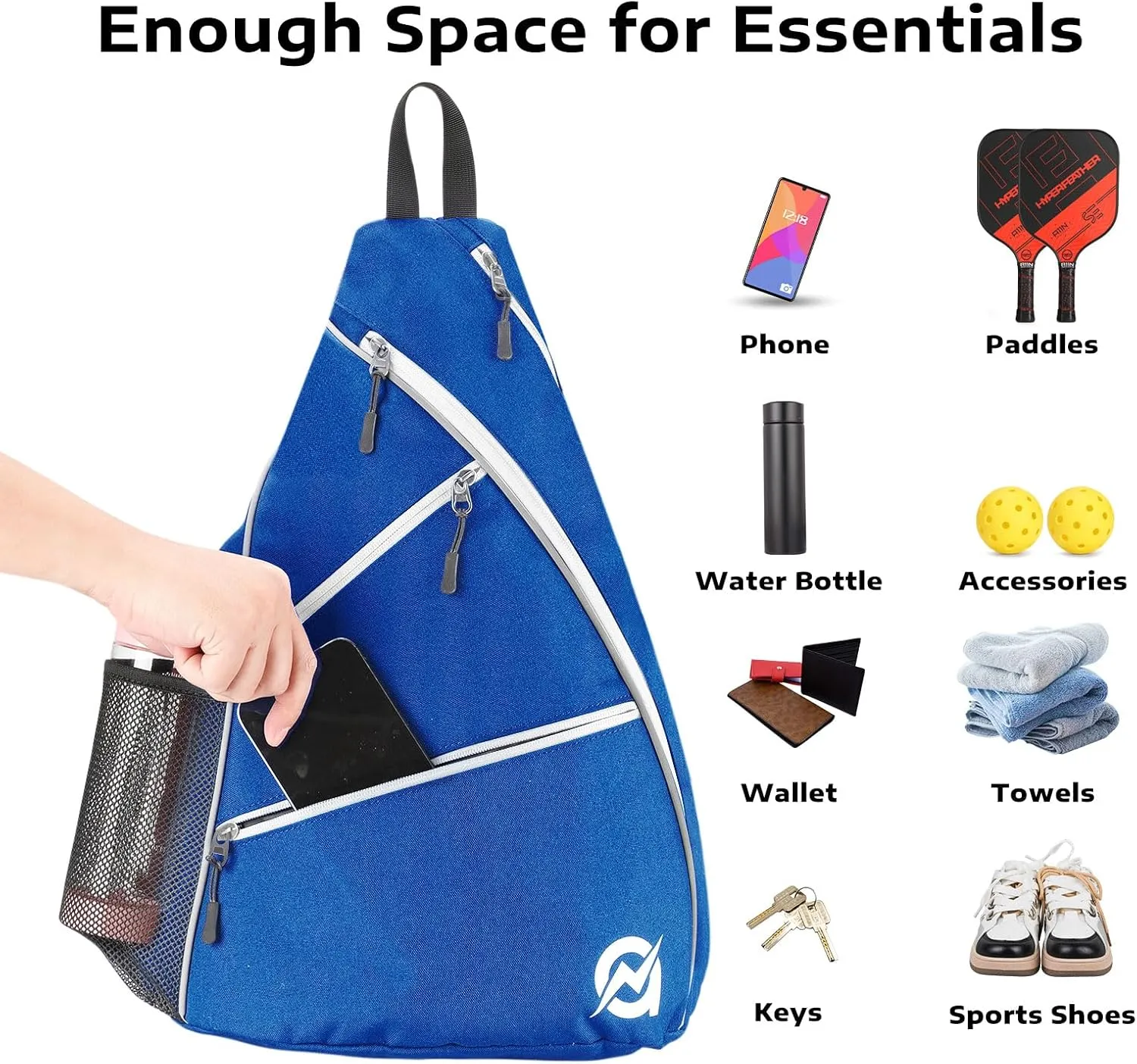 A11N SPORTS Pickleball Bag, Reversible Crossbody Sling Bag/Backpack for Women Men