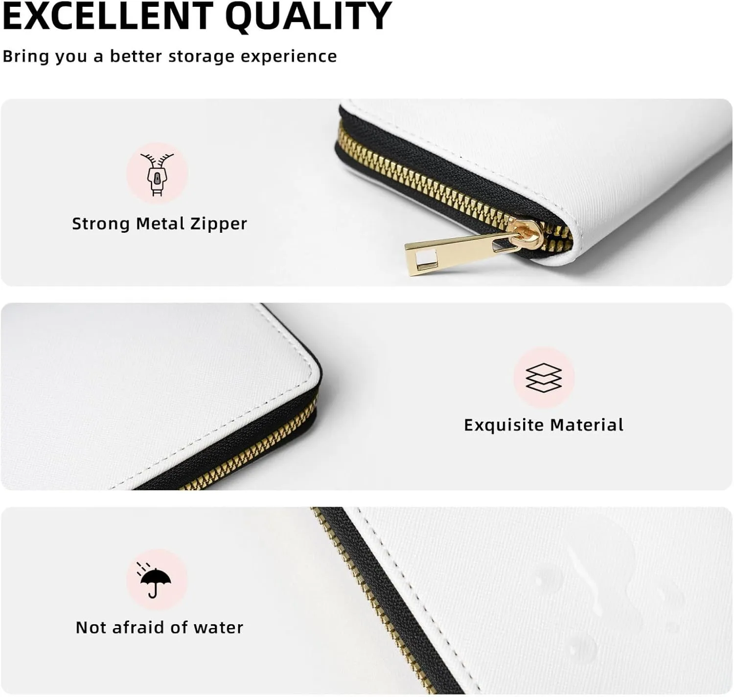 Abstract Black and Gold Swirl Liquid Ink Marble Wallet for Men Women Elegant Long Clutch Zip Around Travel Leather Coin Purse Large Capacity Credit Card Holder Handbag