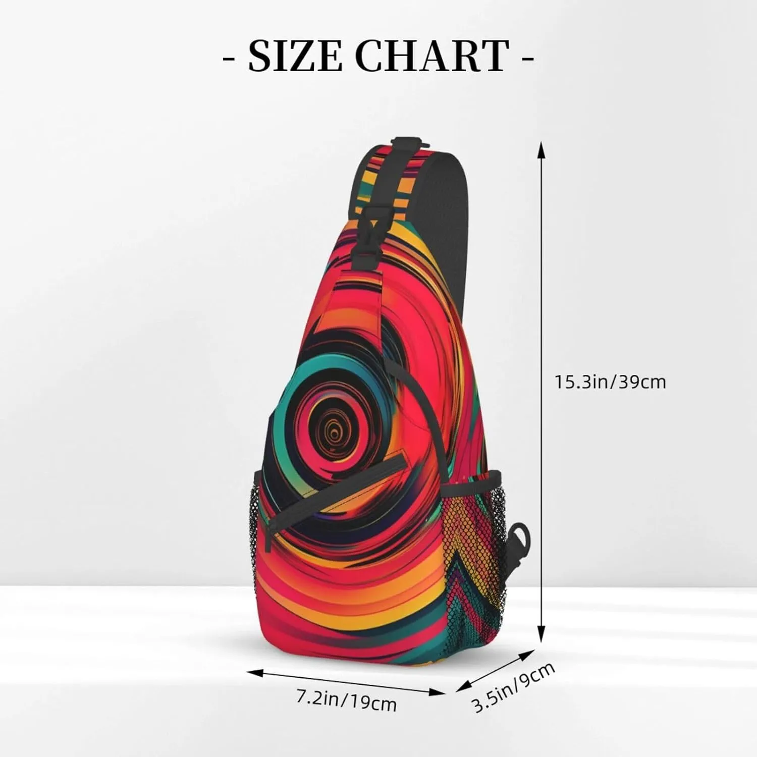 Abstract Circle Swirls Print Sling Backpack, Sling Bag, Crossbody Chest Bag Daypack, for Hiking Travel