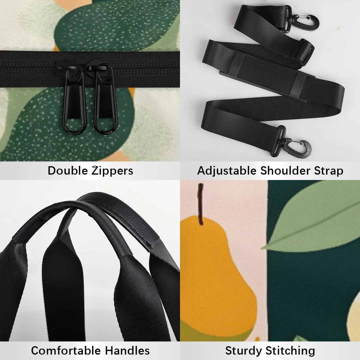 Abstract Fruit Apples Pears Custom Duffel Bags Weekender Bags Custom Sport Duffel Bag Carry on Overnight Weekender Bag