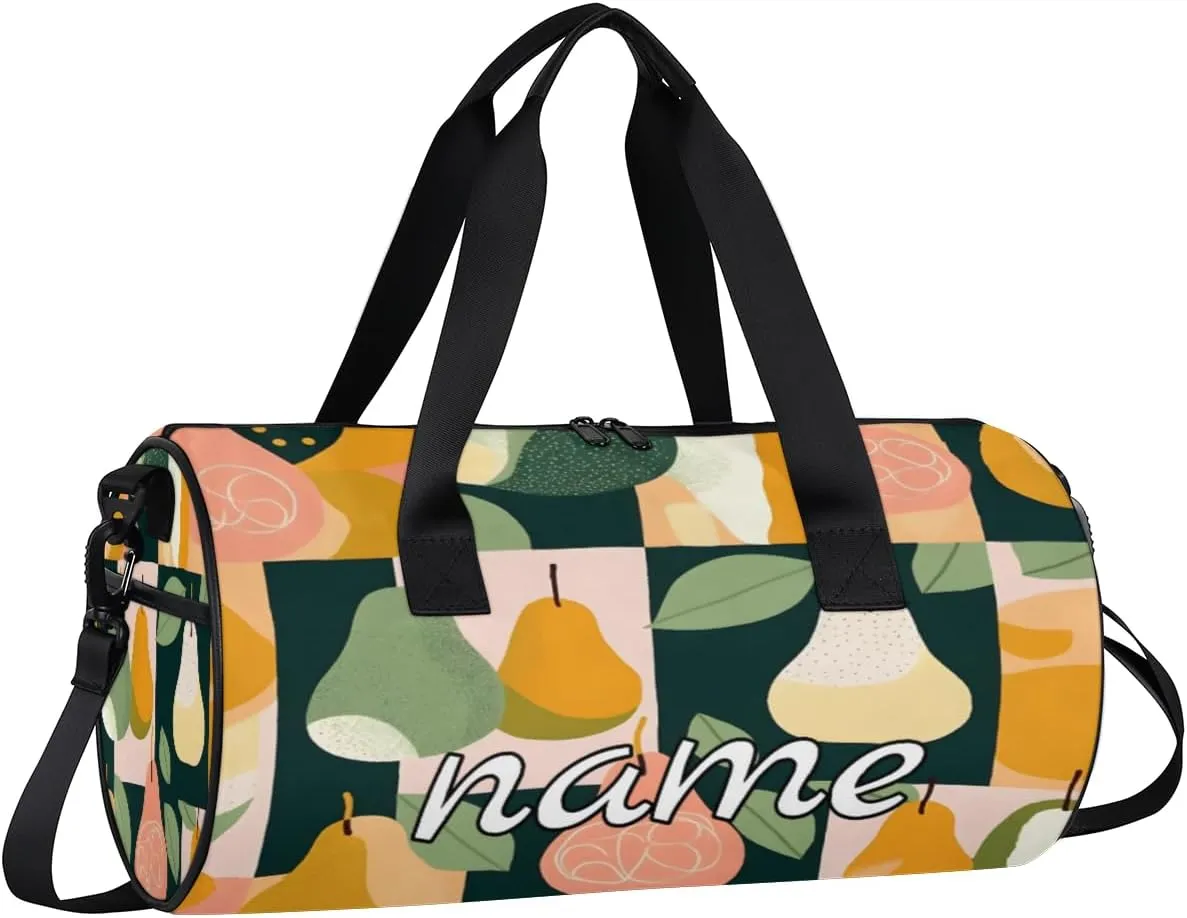 Abstract Fruit Apples Pears Custom Duffel Bags Weekender Bags Custom Sport Duffel Bag Carry on Overnight Weekender Bag