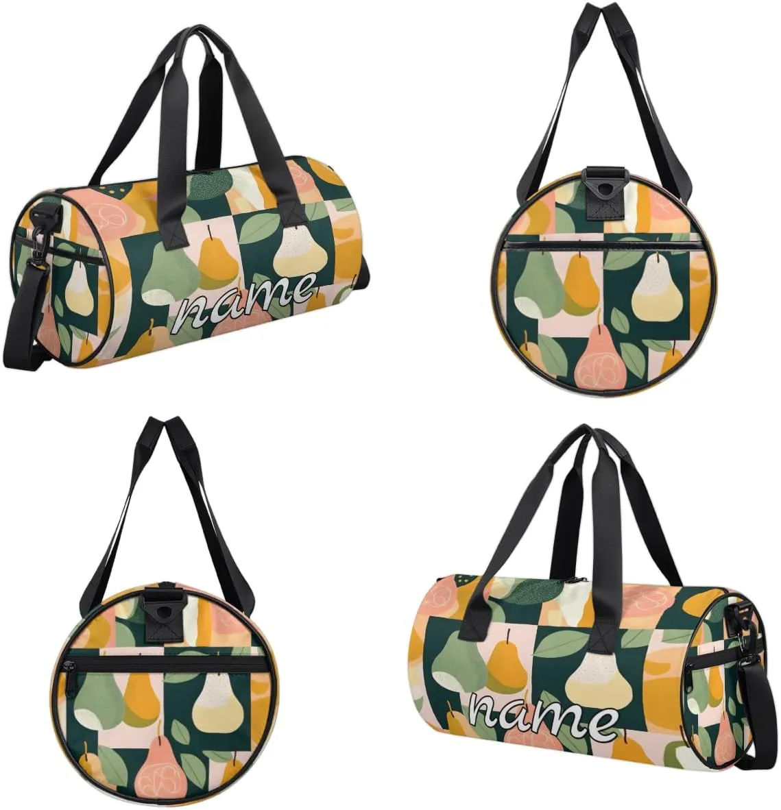 Abstract Fruit Apples Pears Custom Duffel Bags Weekender Bags Custom Sport Duffel Bag Carry on Overnight Weekender Bag
