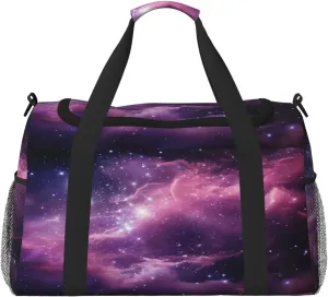 Abstract Purple Galaxy Nebula Duffle Bag Travel Duffel Bags for Men Women Waterproof Gym Overnight Weekender Bag Carry on Tote Bag