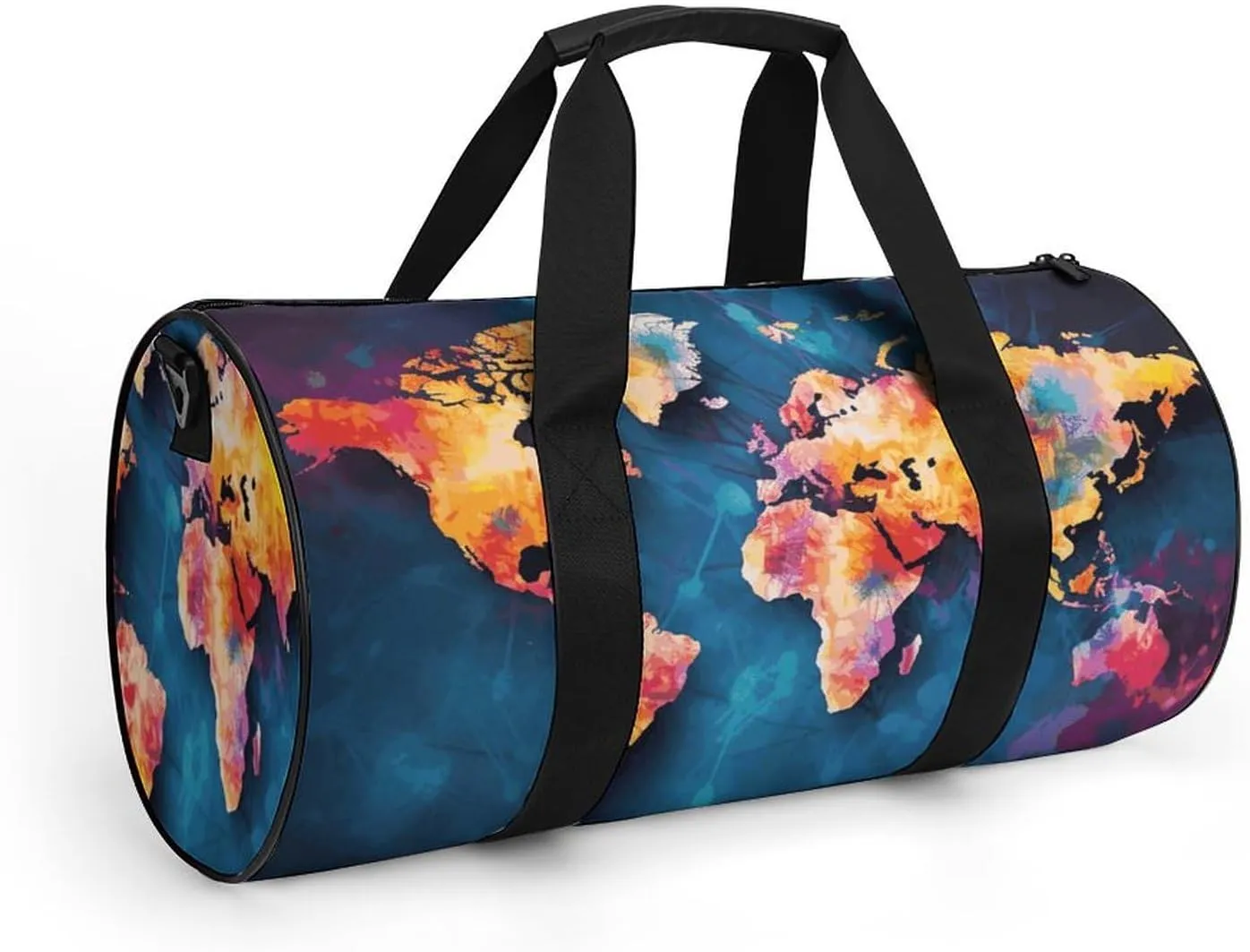 Abstract World Map Gym Bag Small Travel Duffle Bag with Compartment Carry On Weekender Bag for Women Men