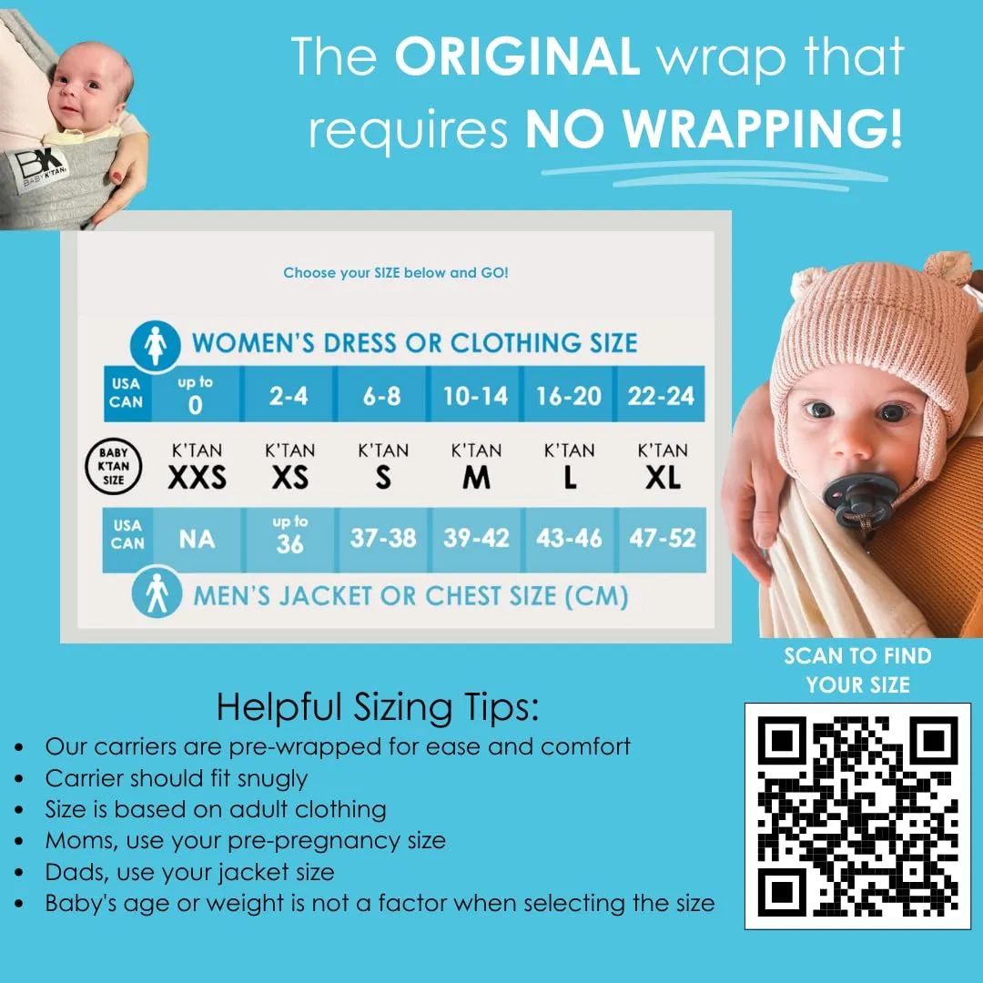 Active Yoga Baby K'tan Baby Carrier Wrap: #1 Easy Pre-Wrapped Baby Sling | Soft Yoga Fabric | UVA/UVB Infant Sun Protection | Breathable Quick Drying | Newborn to Toddler up to 35lb (See Size Chart)