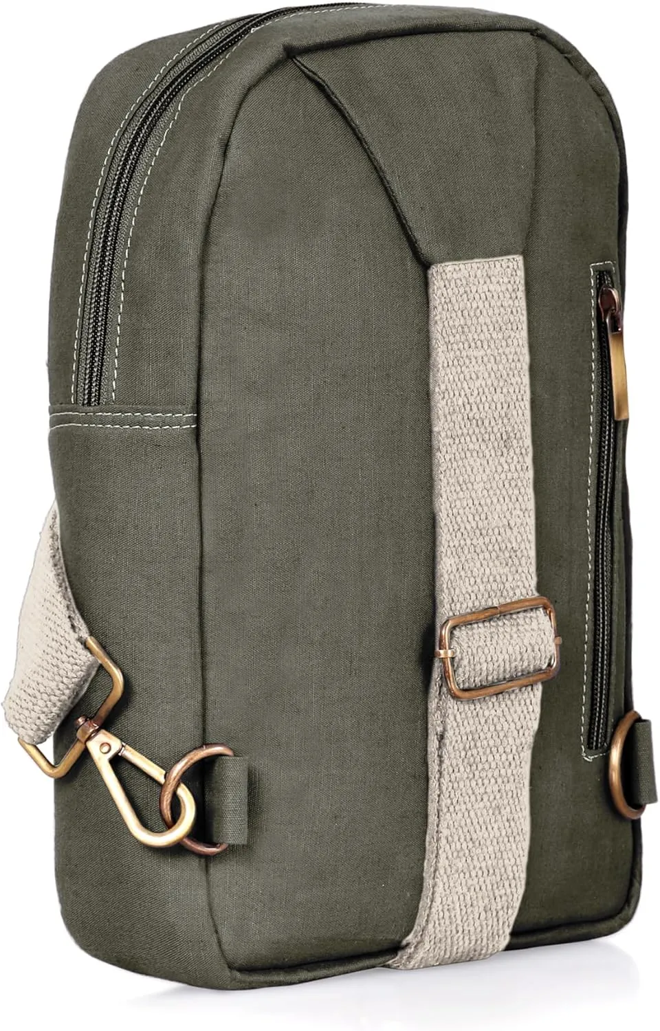 Adjustable Hemp Crossbody Sling Backpack | Stand Up Design | Shoulder Strap | Olive