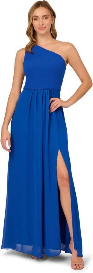 Adrianna Papell Women's One Shoulder Chiffon Gown
