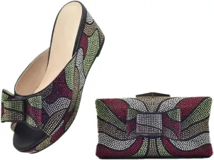 African Bridal Innovation Crystal Heels Interchangeable Clutch Bag Rhinestone Decor