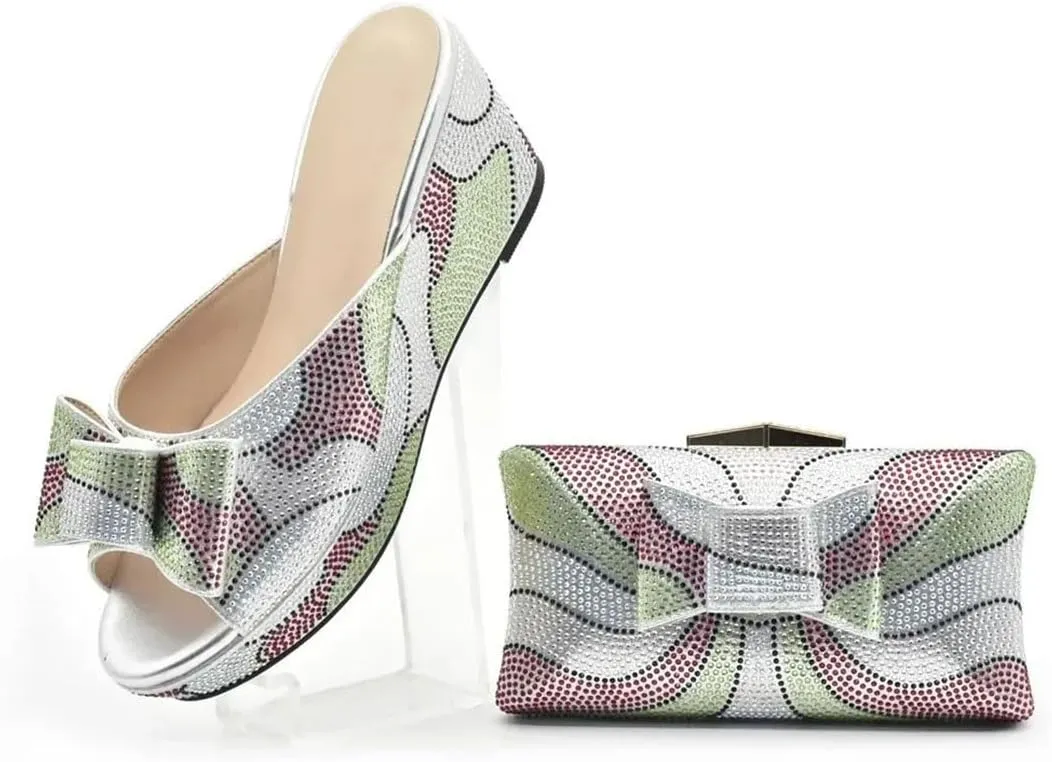 African Bridal Innovation Crystal Heels Interchangeable Clutch Bag Rhinestone Decor