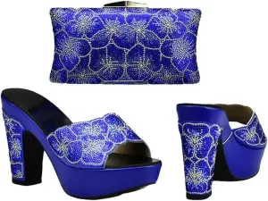 African-Inspired Rhinestone Wedding Shoes Set with Crystal Clutch Bag Women’s Luxury Banquet Heels
