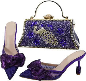 African Italian Collaborative Design Bridal Heels Crystal Clutch Rhinestone Details