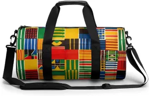 African Kente Cloth Ethnic Art Pattern Travel Duffel Bag Gym Bags Sports Tote Shoulder Weekender Handbag for Men Women