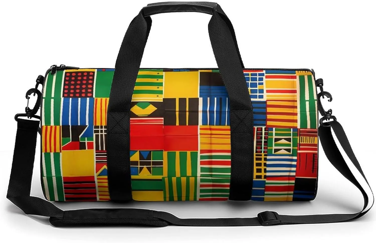 African Kente Cloth Ethnic Art Pattern Travel Duffel Bag Gym Bags Sports Tote Shoulder Weekender Handbag for Men Women