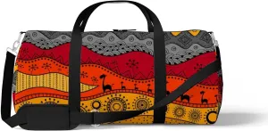 African Tribal Ethnc Style Sports Duffel Bag Travel Gym Tote Bags Lightweight Durable Shoulder Strap Waterproof Polyester Outside Mesh Pocket Overnight Trip Duffel Bag for Women Men