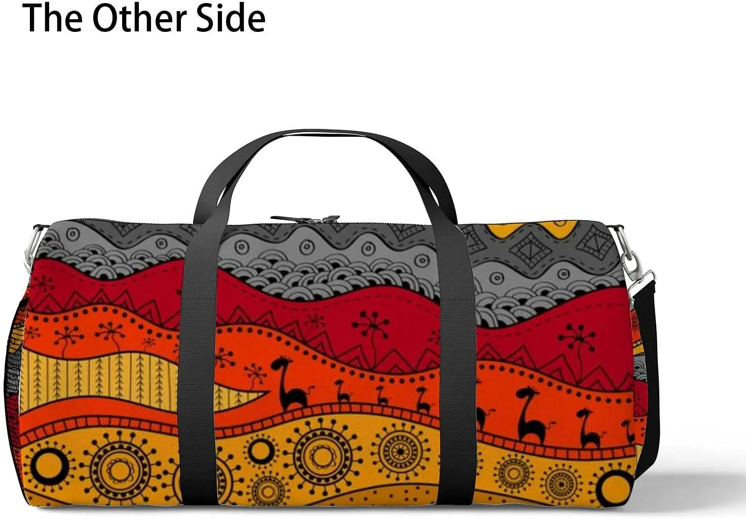 African Tribal Ethnc Style Sports Duffel Bag Travel Gym Tote Bags Lightweight Durable Shoulder Strap Waterproof Polyester Outside Mesh Pocket Overnight Trip Duffel Bag for Women Men