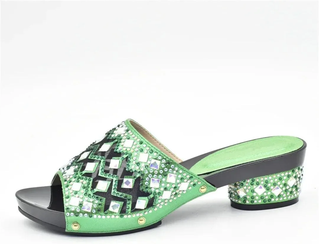 African Wedding Essentials Crystal Shoes Bag Set with Diamond Embossed Heels Evening Purse