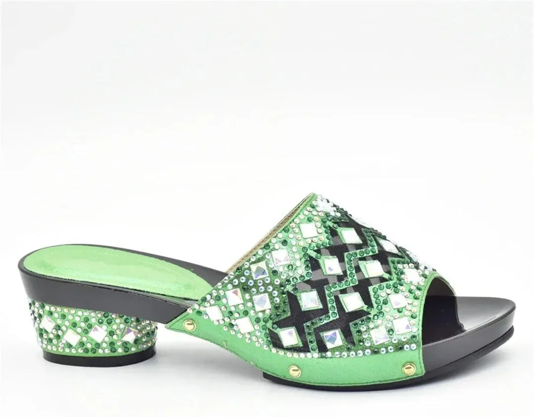 African Wedding Essentials Crystal Shoes Bag Set with Diamond Embossed Heels Evening Purse