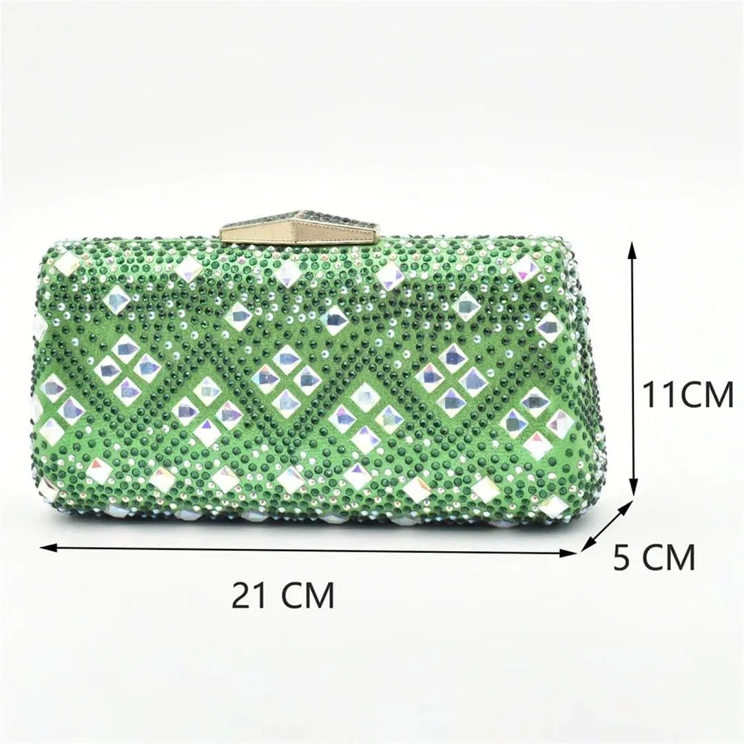 African Wedding Essentials Crystal Shoes Bag Set with Diamond Embossed Heels Evening Purse
