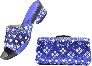 African Wedding Essentials Crystal Shoes Bag Set with Diamond Embossed Heels Evening Purse