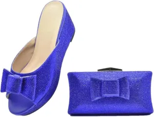 African Womens Luxury Wedding Shoes Bag Set Crystal Rhinestone Bridal Party Heels Italian Design Evening Clutch Accessories