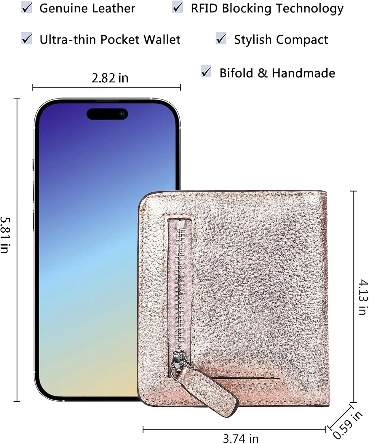 AINIMOER Small Leather Wallet for Women, Ladies Credit Card Holder RFID Blocking Women's Mini Bifold Pocket Purse