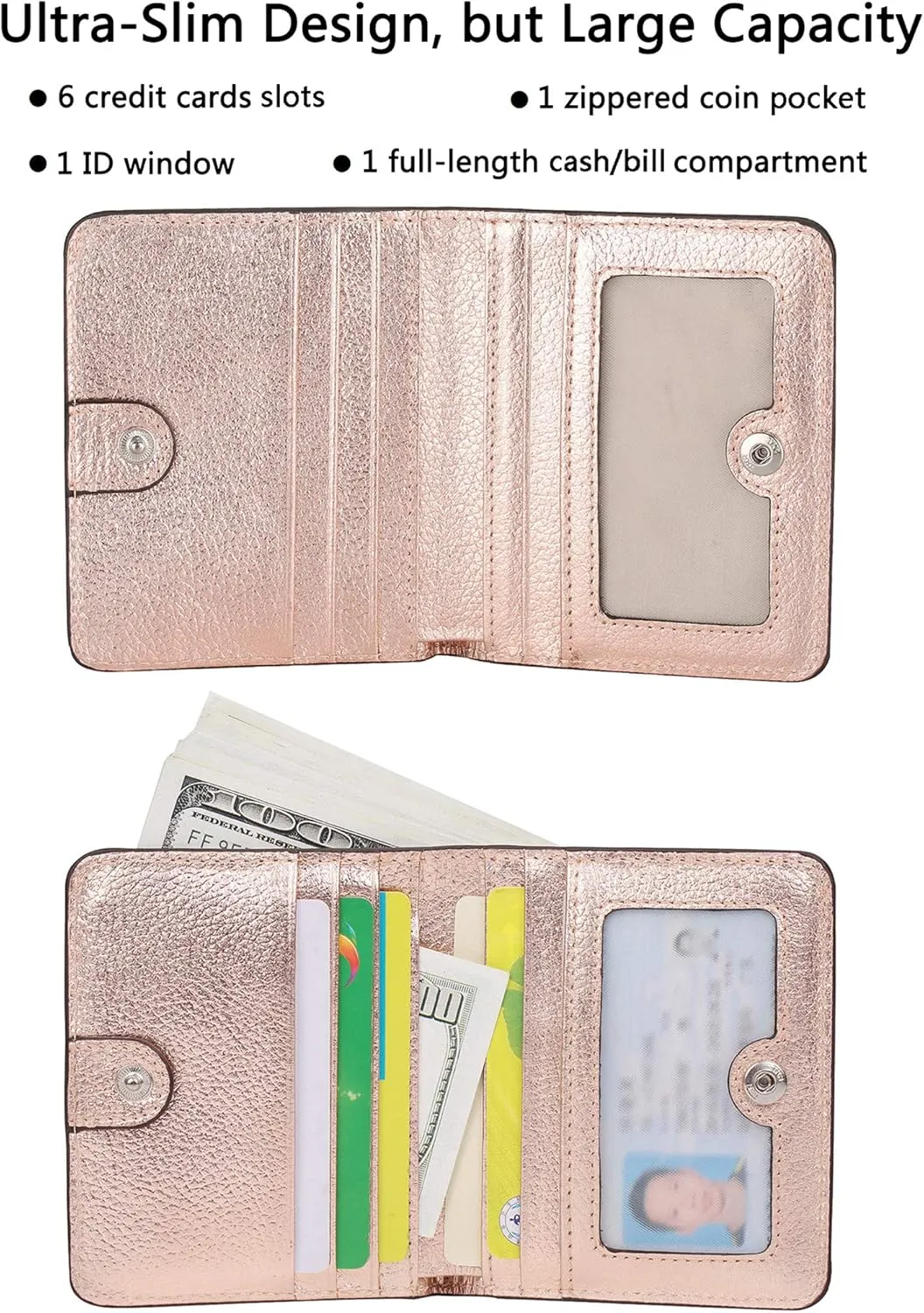 AINIMOER Small Leather Wallet for Women, Ladies Credit Card Holder RFID Blocking Women's Mini Bifold Pocket Purse