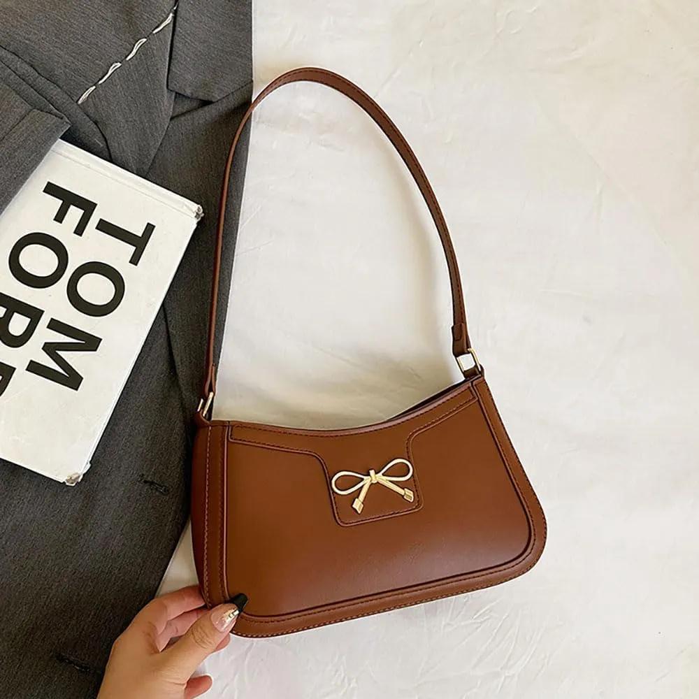 AIPJOY Small Shoulder Bag For Women,Bow Shoulder Handbags Trendy Y2k PU Leather Purses