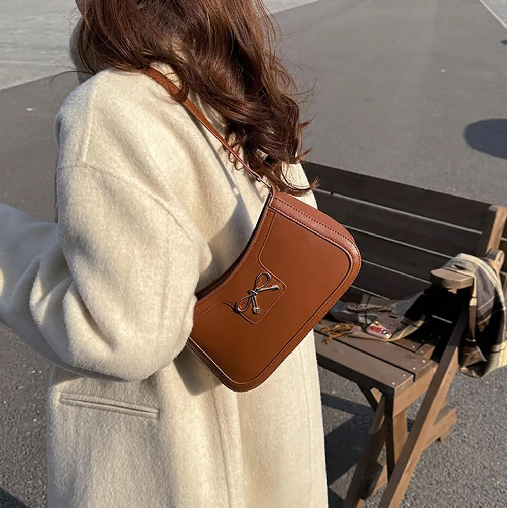 AIPJOY Small Shoulder Bag For Women,Bow Shoulder Handbags Trendy Y2k PU Leather Purses