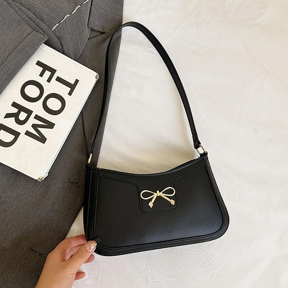 AIPJOY Small Shoulder Bag For Women,Bow Shoulder Handbags Trendy Y2k PU Leather Purses