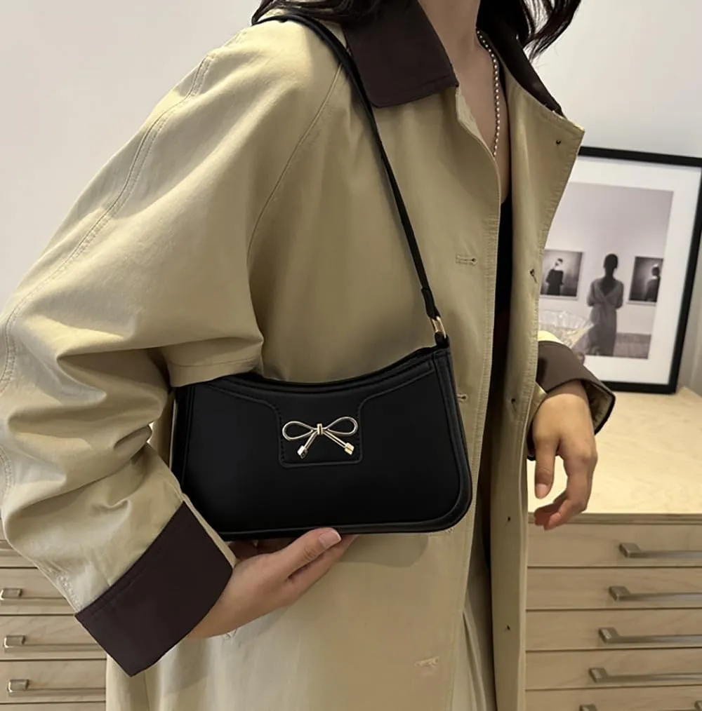 AIPJOY Small Shoulder Bag For Women,Bow Shoulder Handbags Trendy Y2k PU Leather Purses