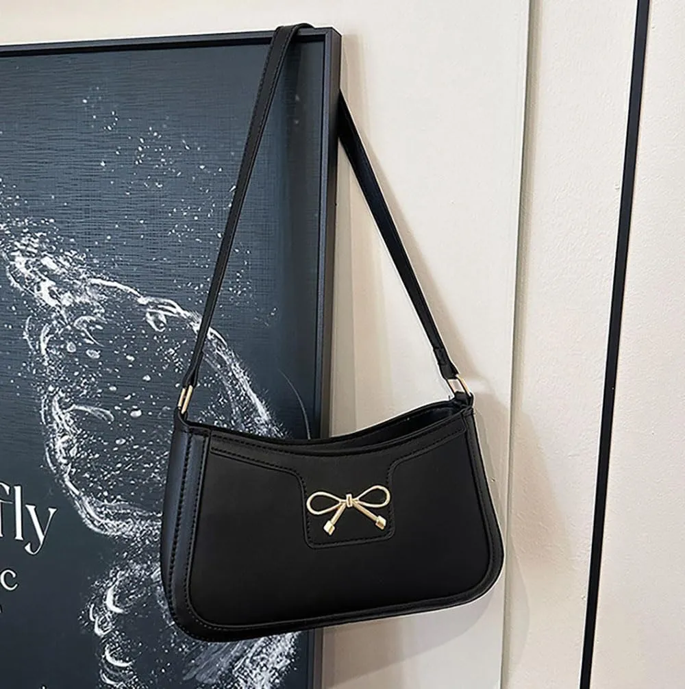 AIPJOY Small Shoulder Bag For Women,Bow Shoulder Handbags Trendy Y2k PU Leather Purses
