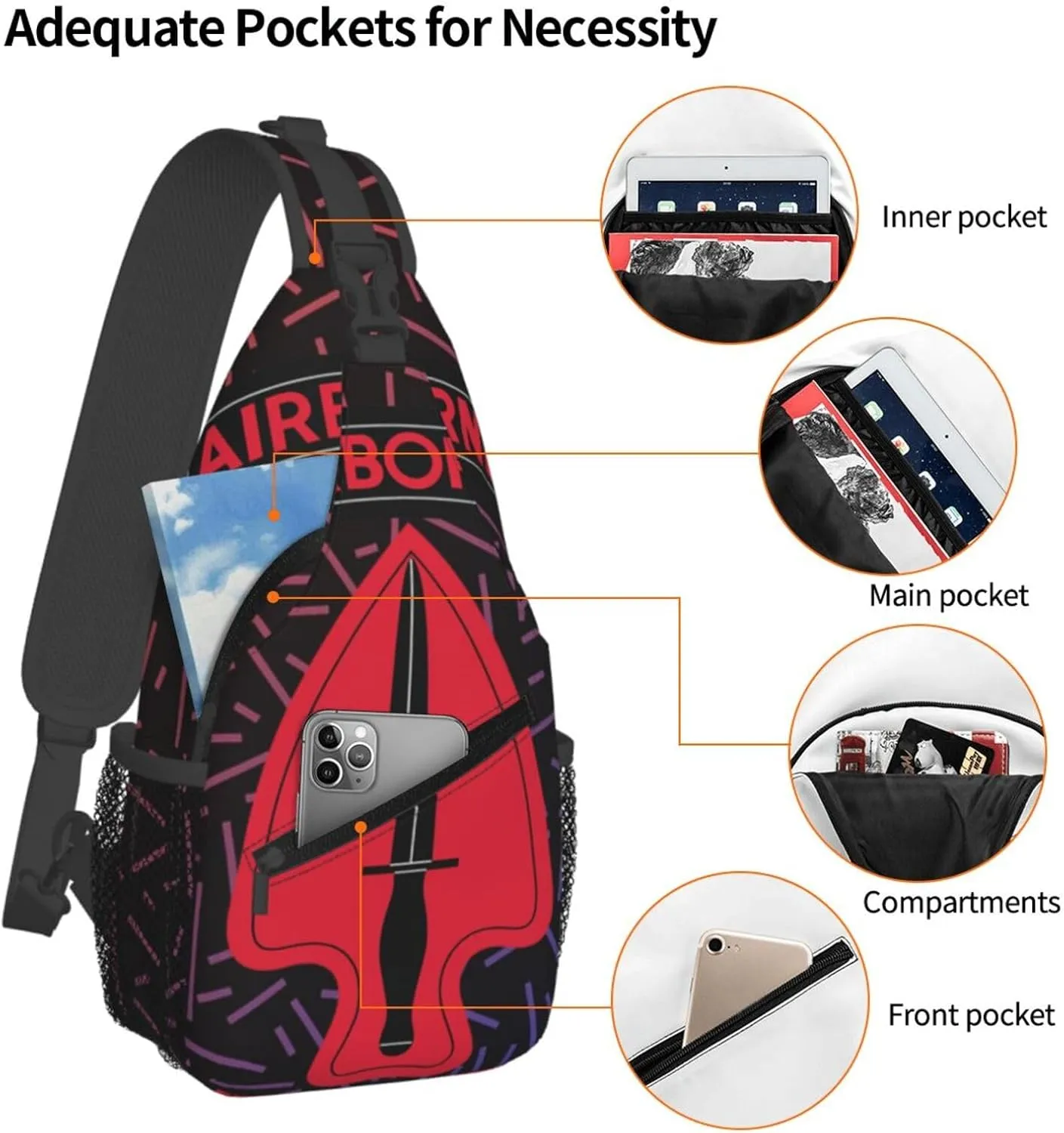 Airborne Special Operations Command Small Crossbody Backpack Sling Bag For Men Women Mini One Shoulder Chest Bags Gym Sport Travel Hiking Daypack