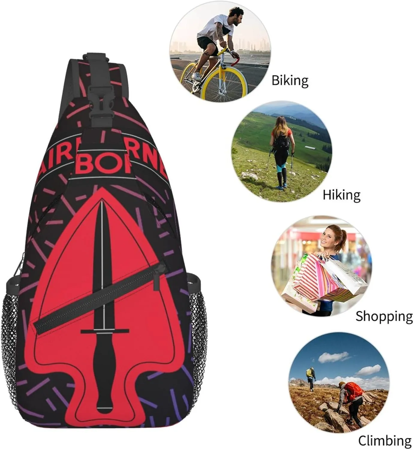 Airborne Special Operations Command Small Crossbody Backpack Sling Bag For Men Women Mini One Shoulder Chest Bags Gym Sport Travel Hiking Daypack