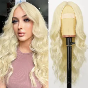 AISI HAIR 613 Blonde Wig for Women, Long Wavy Lace Hairline Middle Part Synthetic Wig for Daily Party-26 Inch