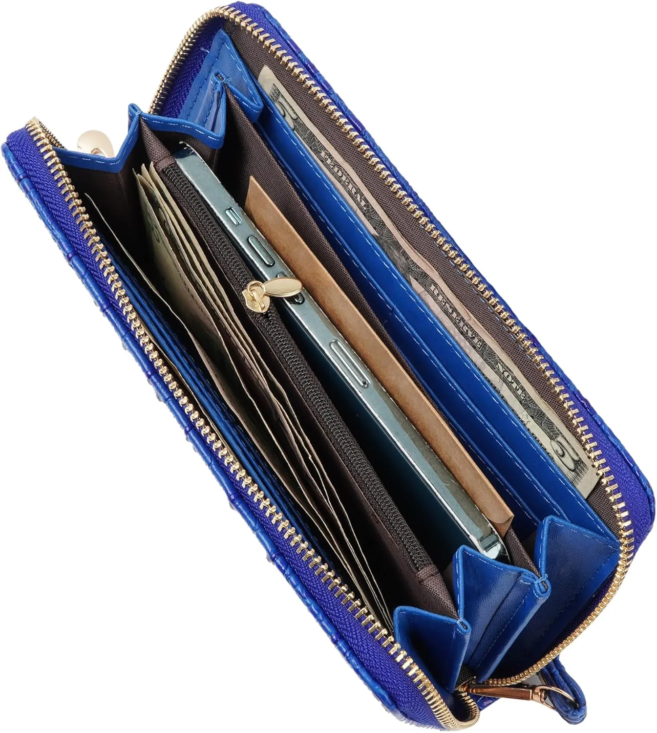 Aisi Women Men Leather Wallet Embossed Crocodile Clutch Wallet Credit Card Holder