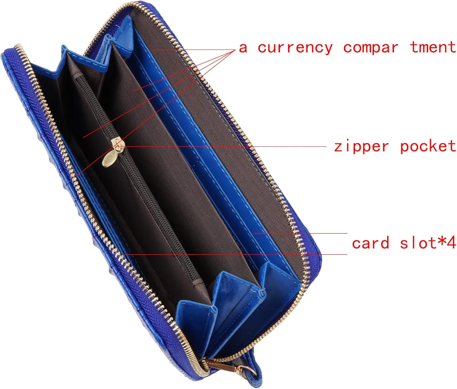 Aisi Women Men Leather Wallet Embossed Crocodile Clutch Wallet Credit Card Holder