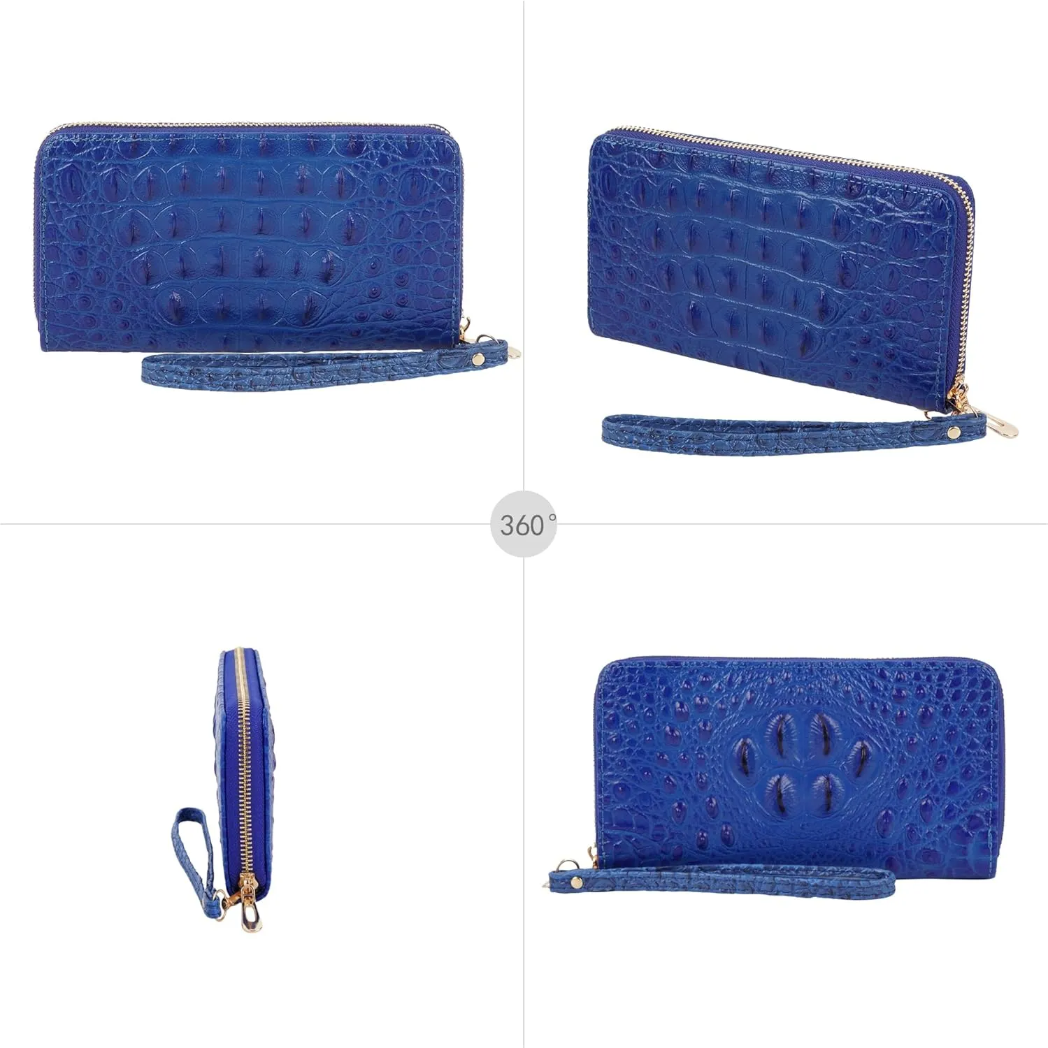Aisi Women Men Leather Wallet Embossed Crocodile Clutch Wallet Credit Card Holder