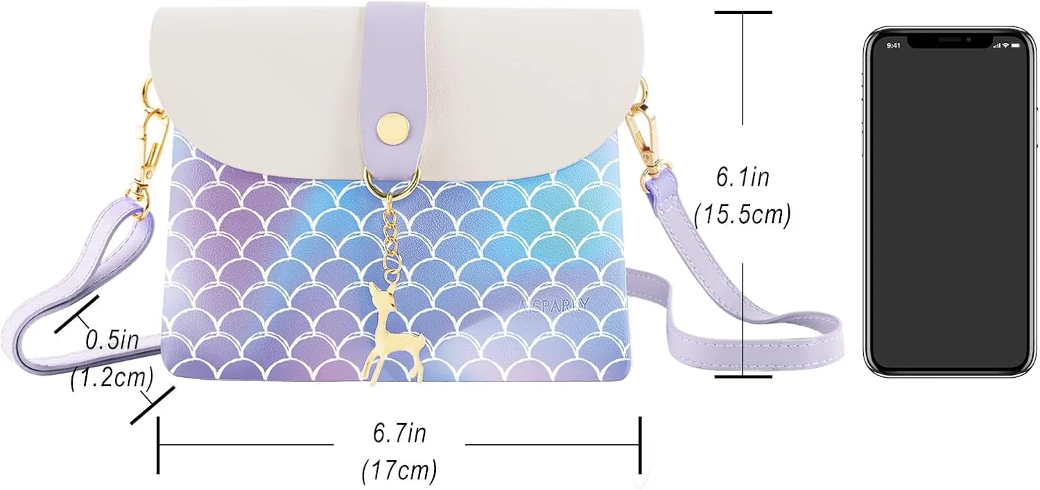 AISPARKY Small Crossbody Purse, PU Leather Small Purse for Girls With Pendant With Strap/Gold Chain Strap