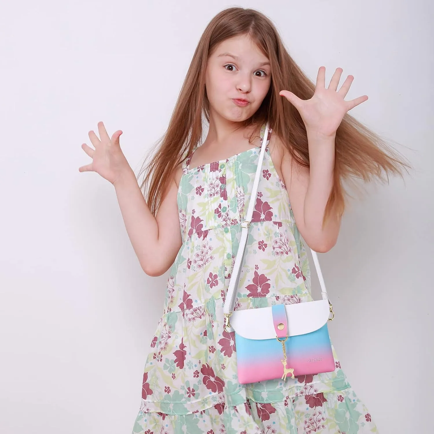 AISPARKY Small Crossbody Purse, PU Leather Small Purse for Girls With Pendant With Strap/Gold Chain Strap
