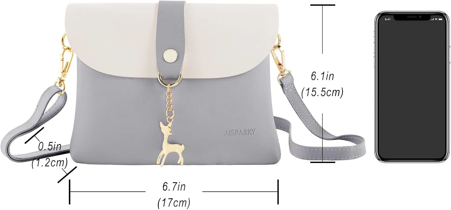 AISPARKY Small Crossbody Purse, PU Leather Small Purse for Girls With Pendant With Strap/Gold Chain Strap
