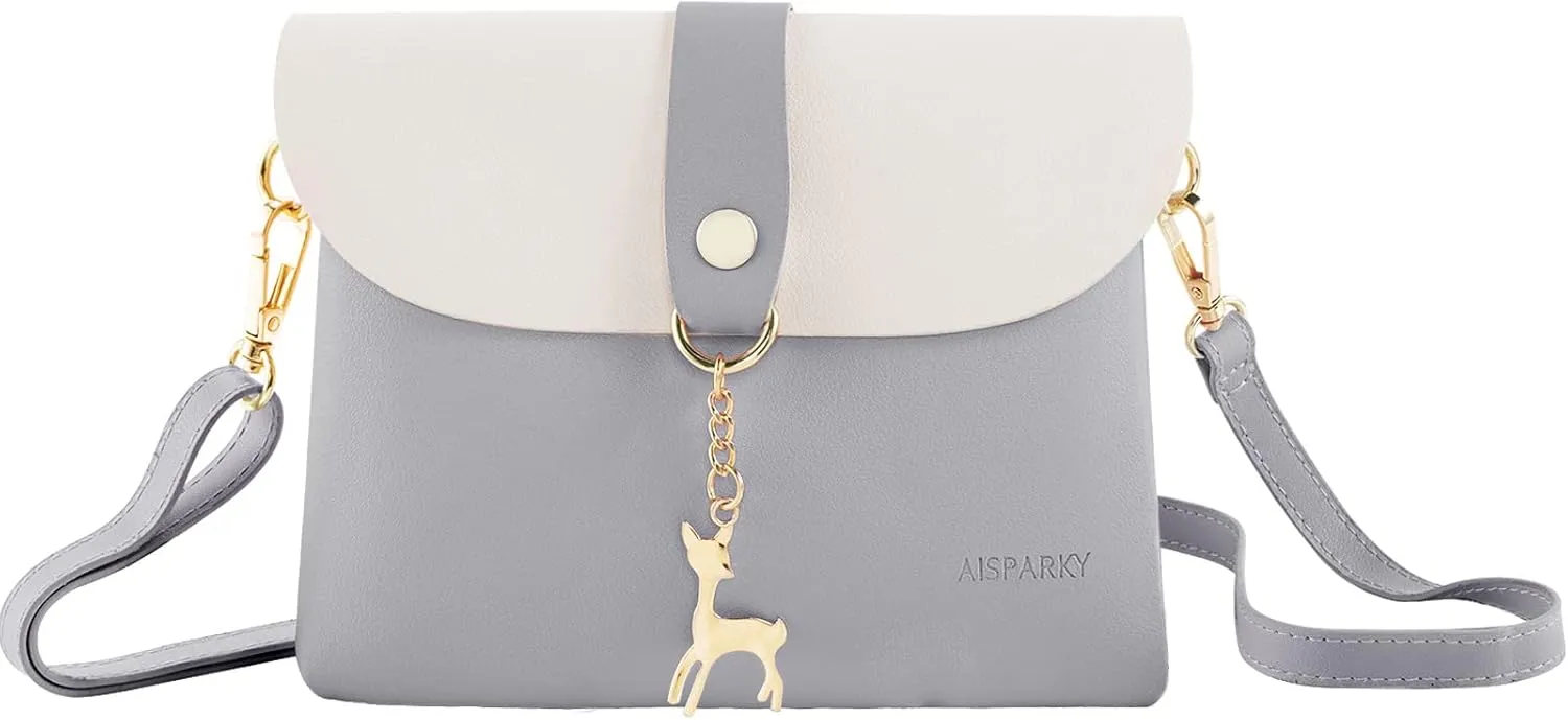 AISPARKY Small Crossbody Purse, PU Leather Small Purse for Girls With Pendant With Strap/Gold Chain Strap