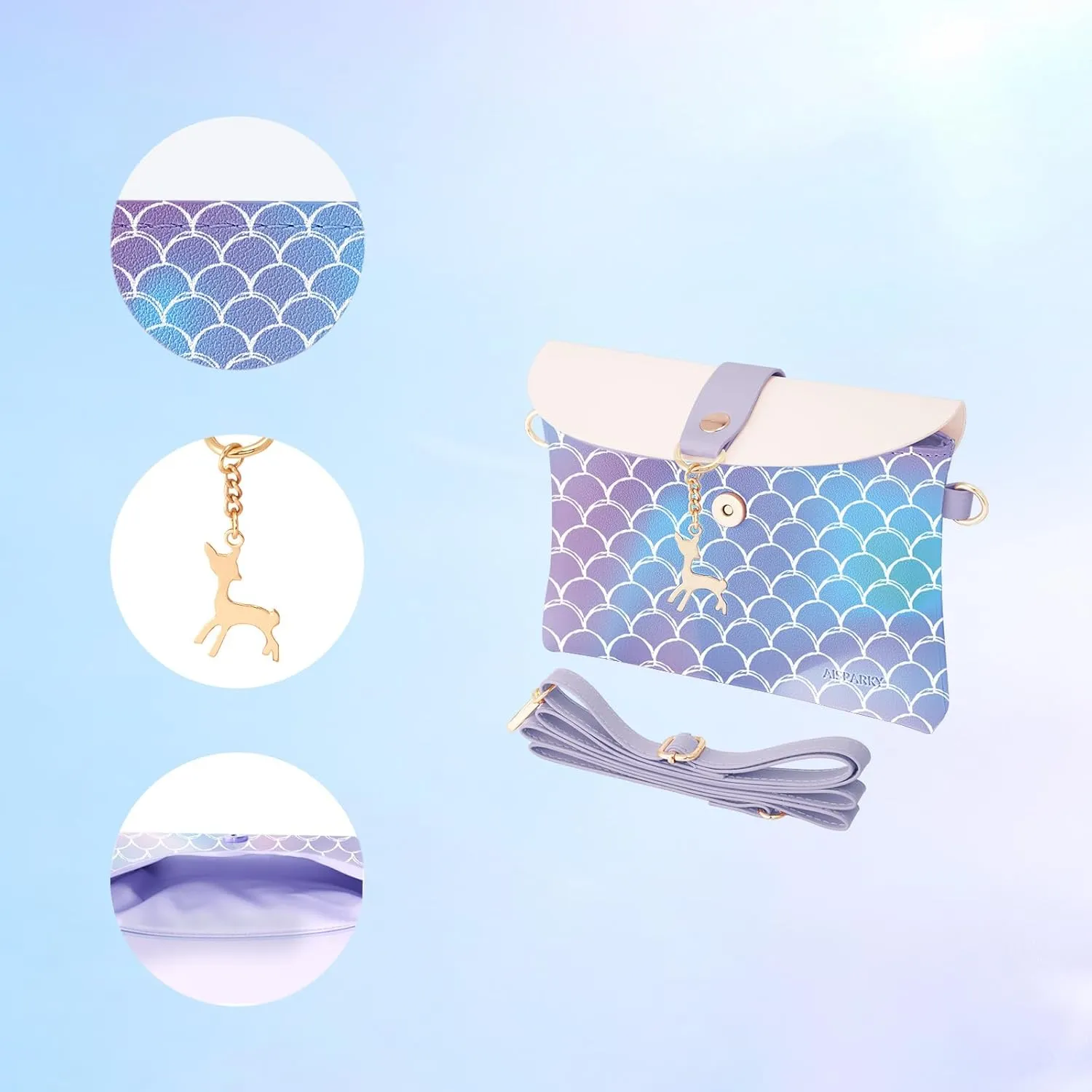AISPARKY Small Crossbody Purse, PU Leather Small Purse for Girls With Pendant With Strap/Gold Chain Strap