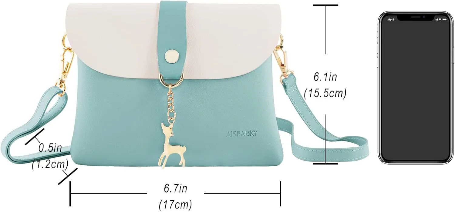 AISPARKY Small Crossbody Purse,PU Leather Small Purse for Womens and Girls With Pendant With Strap/Gold Chain Strap