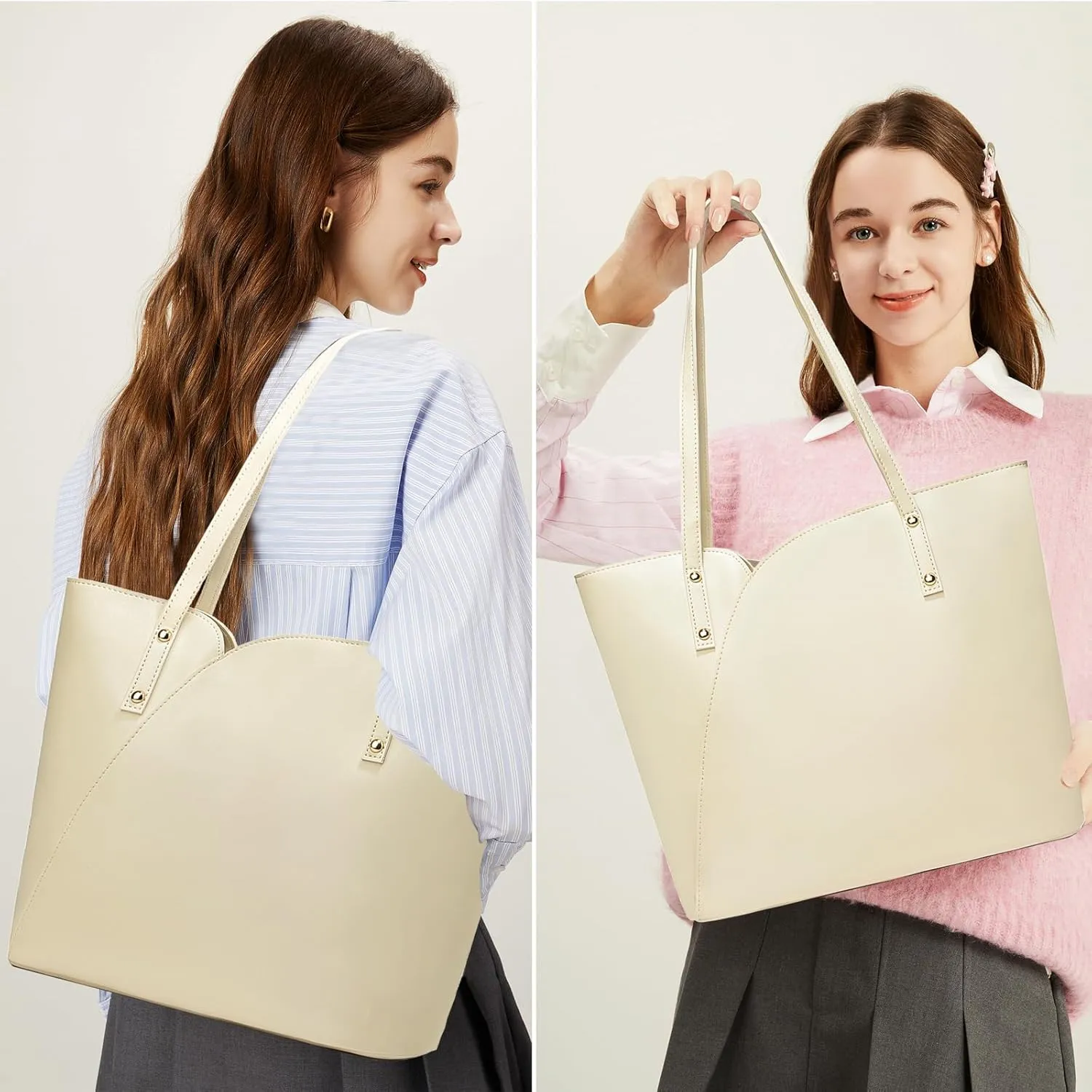 ALARION Tote Bag for Women Soft Faux Leather Shoulder Bag Ladies Zipper Tote Purses for Women Large Satchel Shoulder Handbag